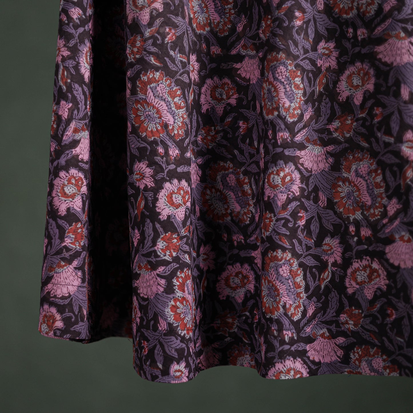 Bagru Hand Block Print Natural Dyed Cotton Wrap Around Skirt 05