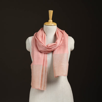 Plain Diamond Weave Fine Wool Zari Border Stole for Women 80