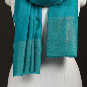 Plain Diamond Weave Fine Wool Zari Border Stole for Women 83