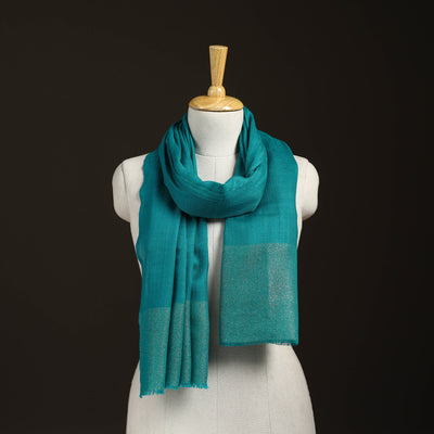 Plain Diamond Weave Fine Wool Zari Border Stole for Women 83