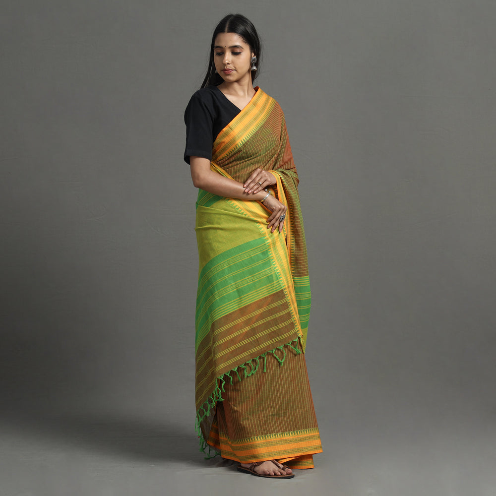 Brown - Begampuri Handloom Cotton Saree