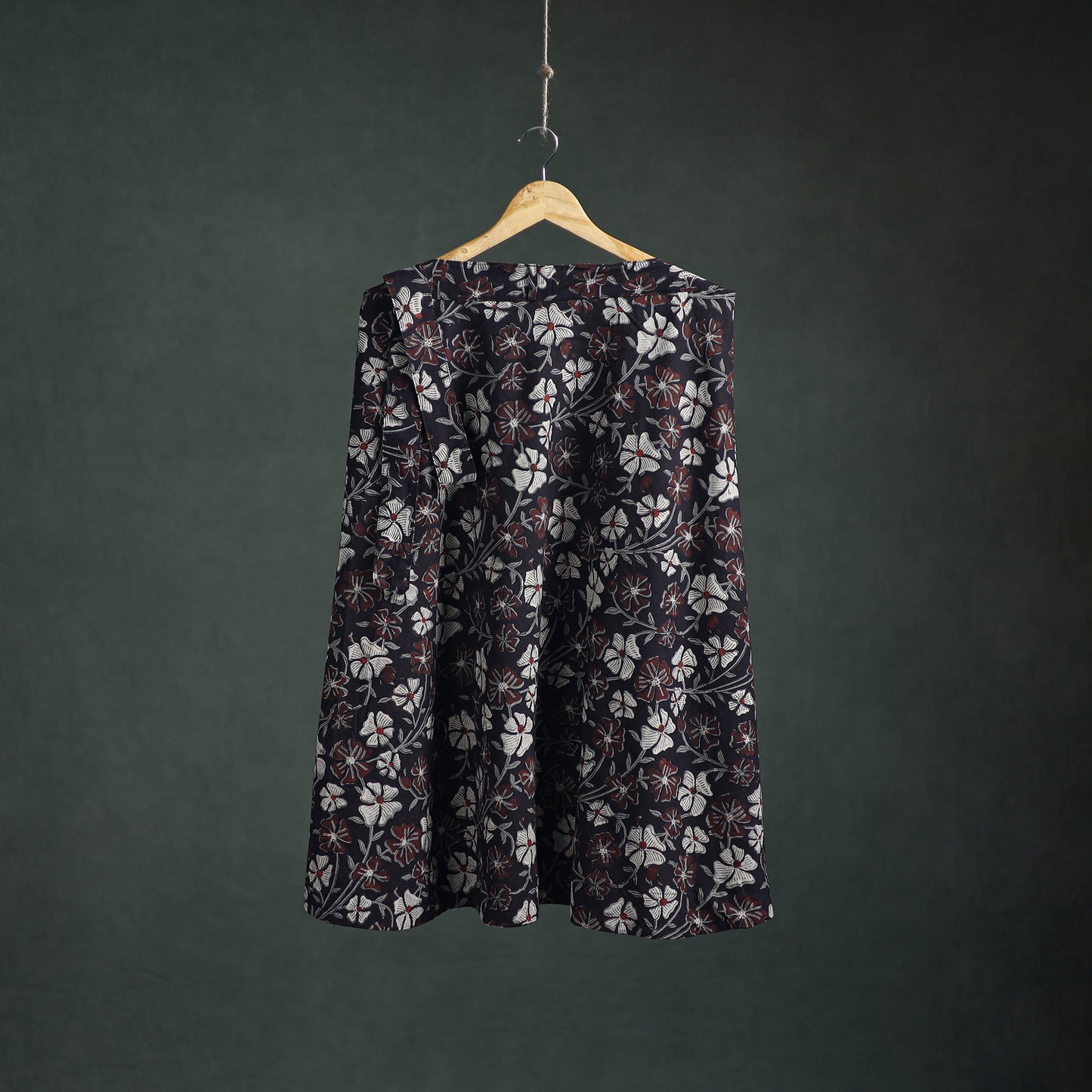 Bagru Hand Block Print Natural Dyed Cotton Wrap Around Skirt 06
