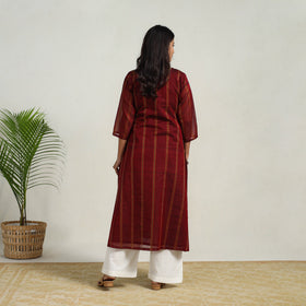 Shop Red Mercerised Cotton A-Line Dharwad Kurta
