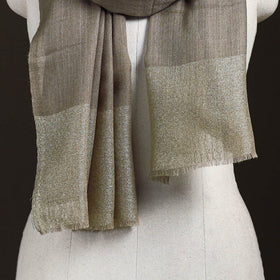 Plain Diamond Weave Fine Wool Zari Border Stole for Women 84