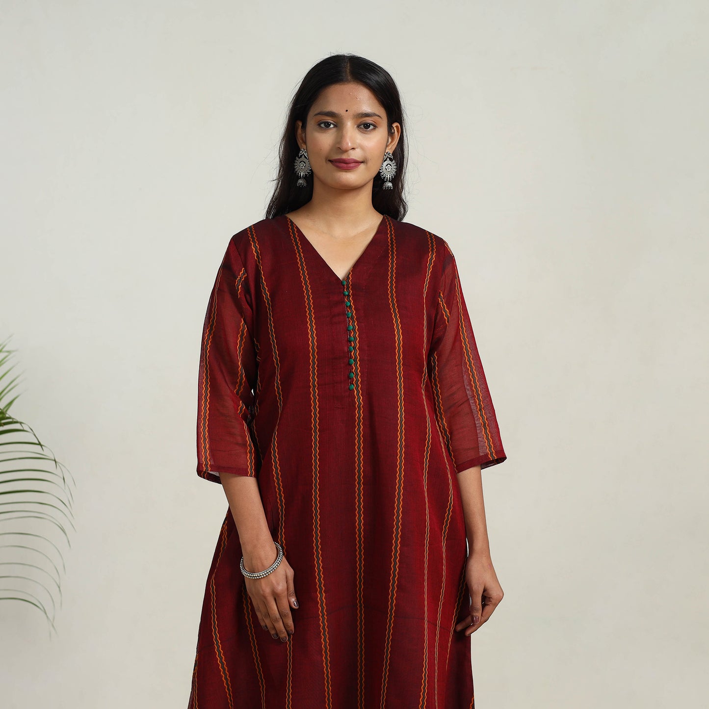 Red - Mercerised Cotton A-Line Dharwad Kurta 09