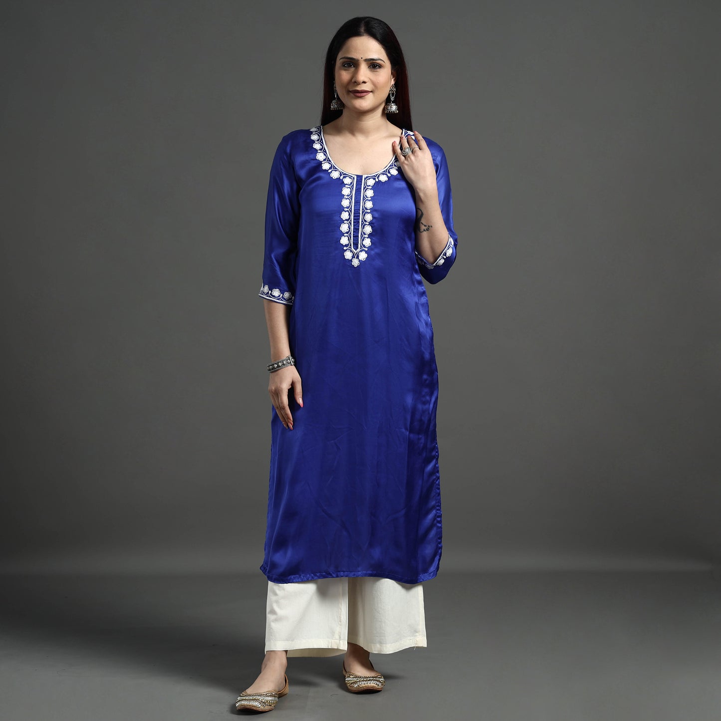 embroidery silk kurta