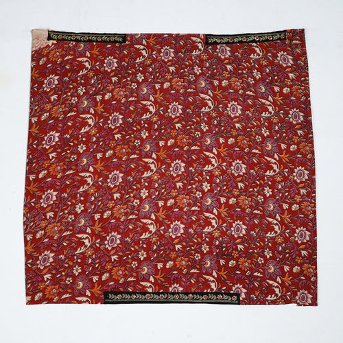 Red - Zardozi Hand Embroidered Kalamkari Cotton Blouse Piece 04