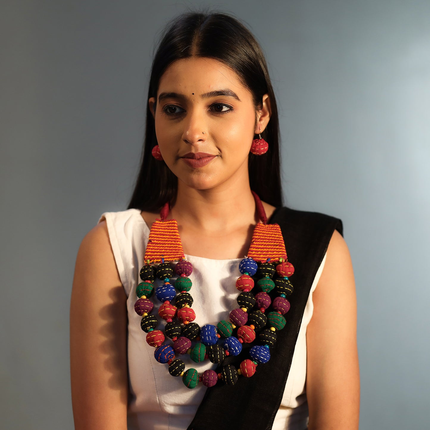 Handcrafted Gamcha Fabart Necklace Set by Rangila Dhaga