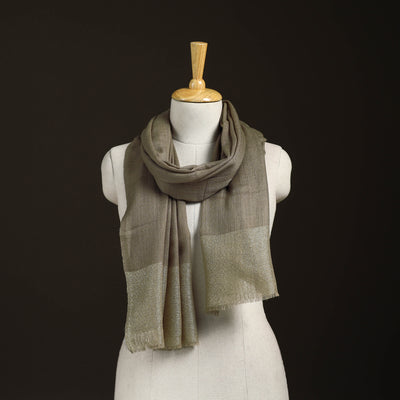 Plain Diamond Weave Fine Wool Zari Border Stole for Women 84