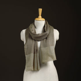 Plain Diamond Weave Fine Wool Zari Border Stole for Women 84