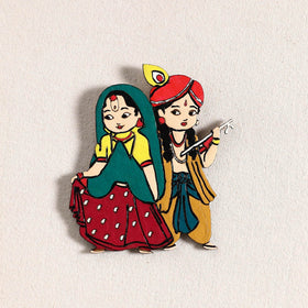 Radha Krishna Couple Handpainted Fridge Magnet 40