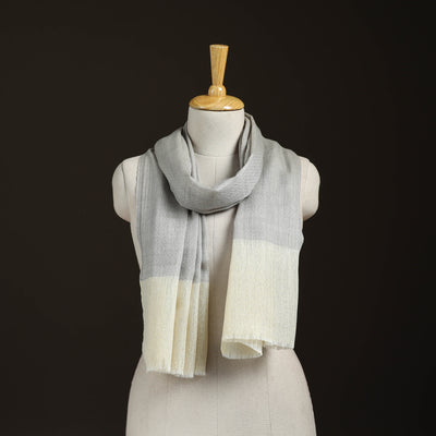 Plain Diamond Weave Fine Wool Zari Border Stole for Women 85