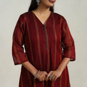 Shop Red Mercerised Cotton A-Line Dharwad Kurta