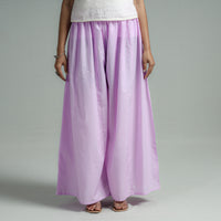 Light Purple - Plain Dyed Cotton Flared Palazzo