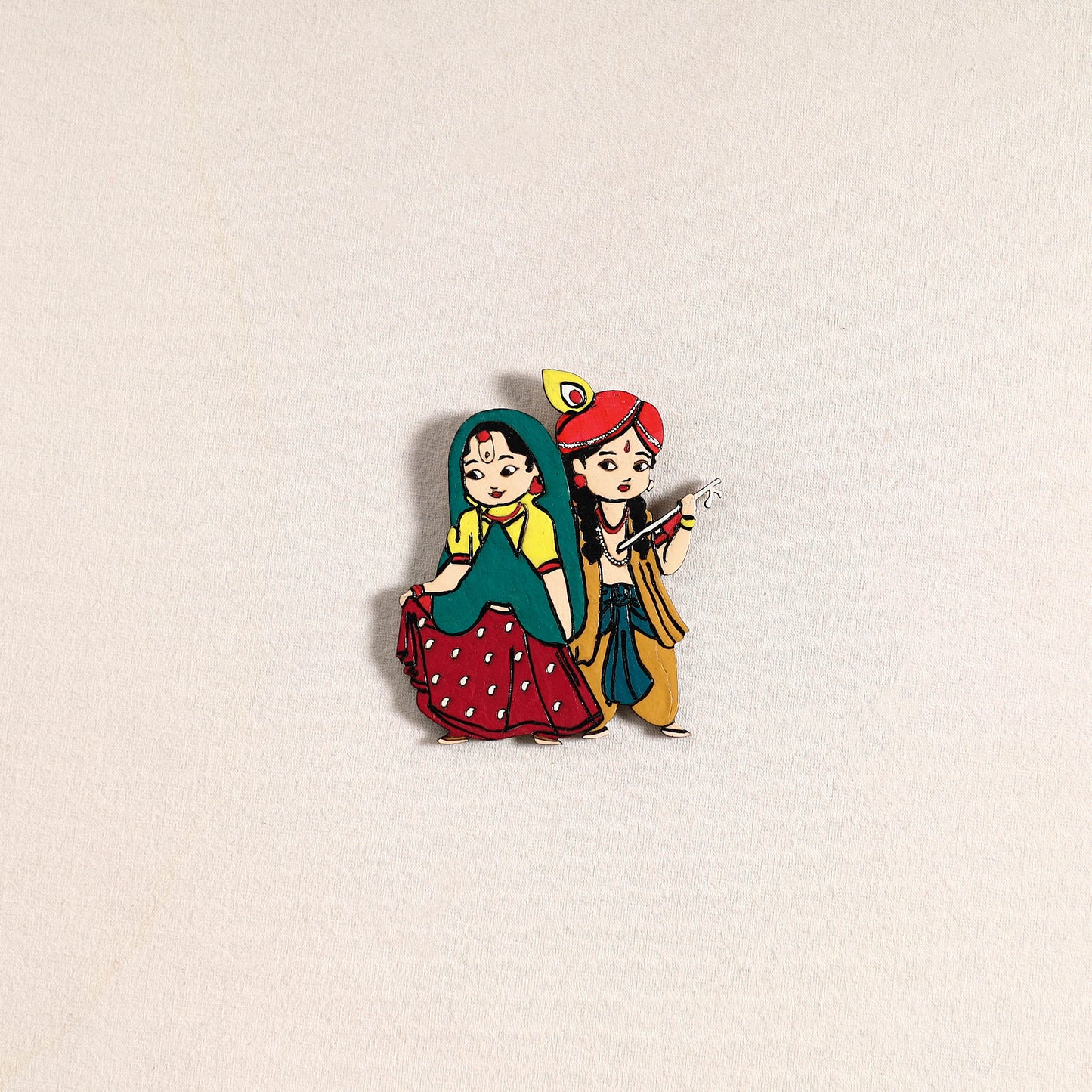 Radha Krishna Couple Handpainted Fridge Magnet 40