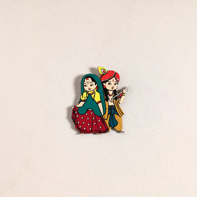 Radha Krishna Couple Handpainted Fridge Magnet 40
