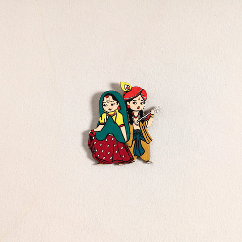 Radha Krishna Couple Handpainted Fridge Magnet 40