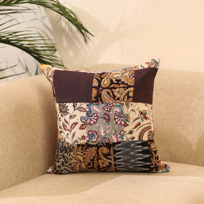 Buy Multicolor Handcrafted Cotton Patchwork Cushion Cover