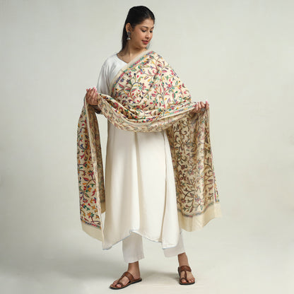 Bengal Kantha Hand Embroidery Art Silk Handloom Dupatta 11