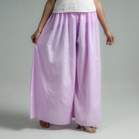 Light Purple - Plain Dyed Cotton Flared Palazzo