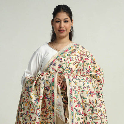 Bengal Kantha Hand Embroidery Art Silk Handloom Dupatta 11