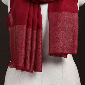 Plain Diamond Weave Fine Wool Zari Border Stole for Women 87