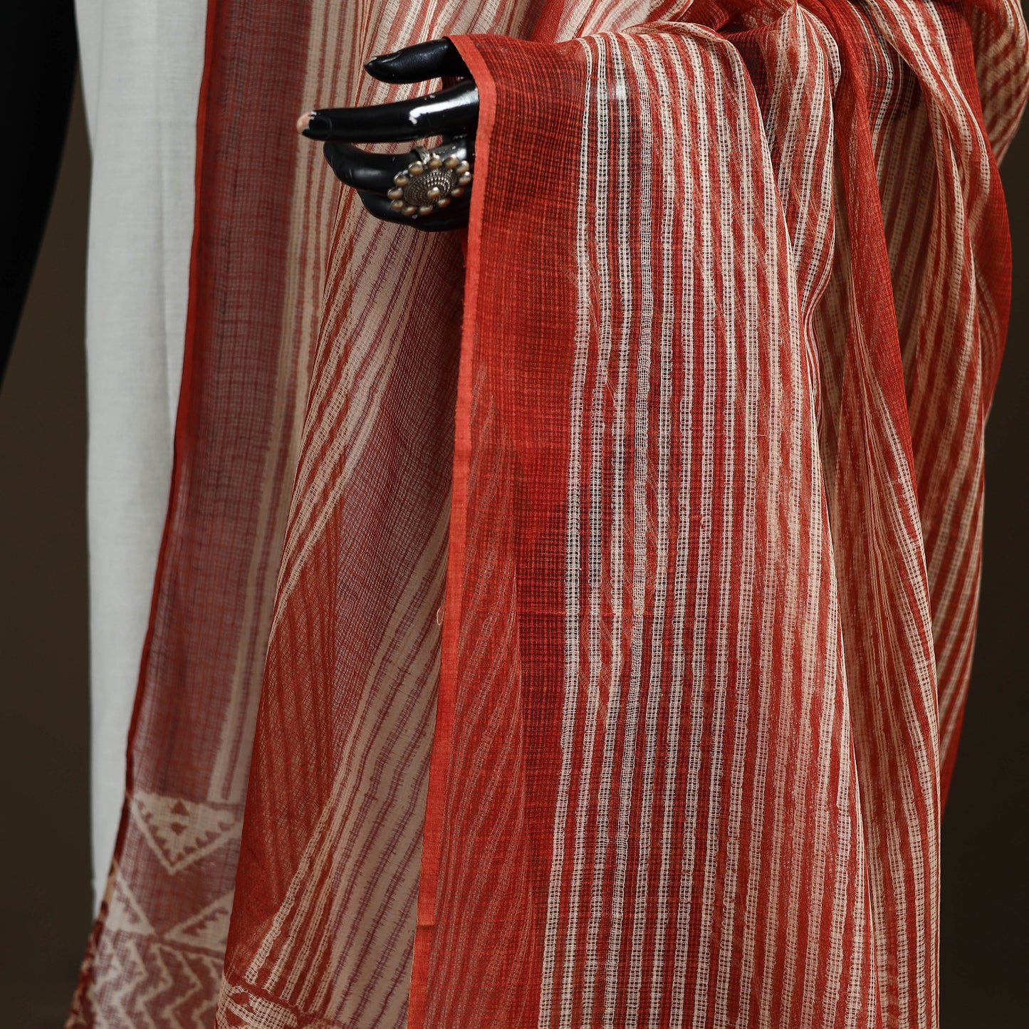 Bagru Hand Block Print Natural Dyed Kota Doria Cotton Dupatta 08