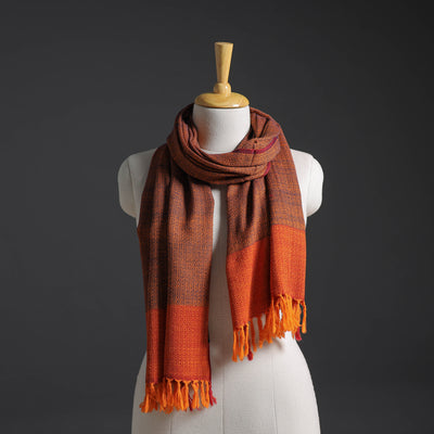 Orange - Kumaun Handwoven Pure Merino Wool Stole 162