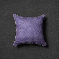 Purple - Tussar Silk Bengal Kantha Work Cushion Cover 02