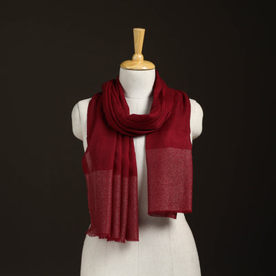 Plain Diamond Weave Fine Wool Zari Border Stole for Women 87