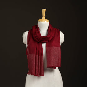 Plain Diamond Weave Fine Wool Zari Border Stole for Women 87