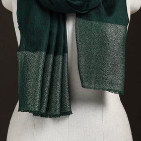 Plain Diamond Weave Fine Wool Zari Border Stole for Women 88