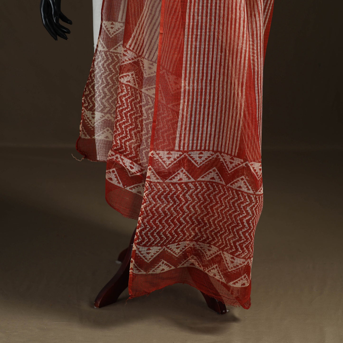 Bagru Hand Block Print Natural Dyed Kota Doria Cotton Dupatta 08