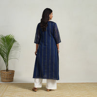 Blue - Mercerised Cotton A-Line Dharwad Kurta 10