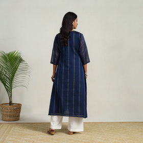 Shop Blue Mercerised Cotton A-Line Dharwad Kurta