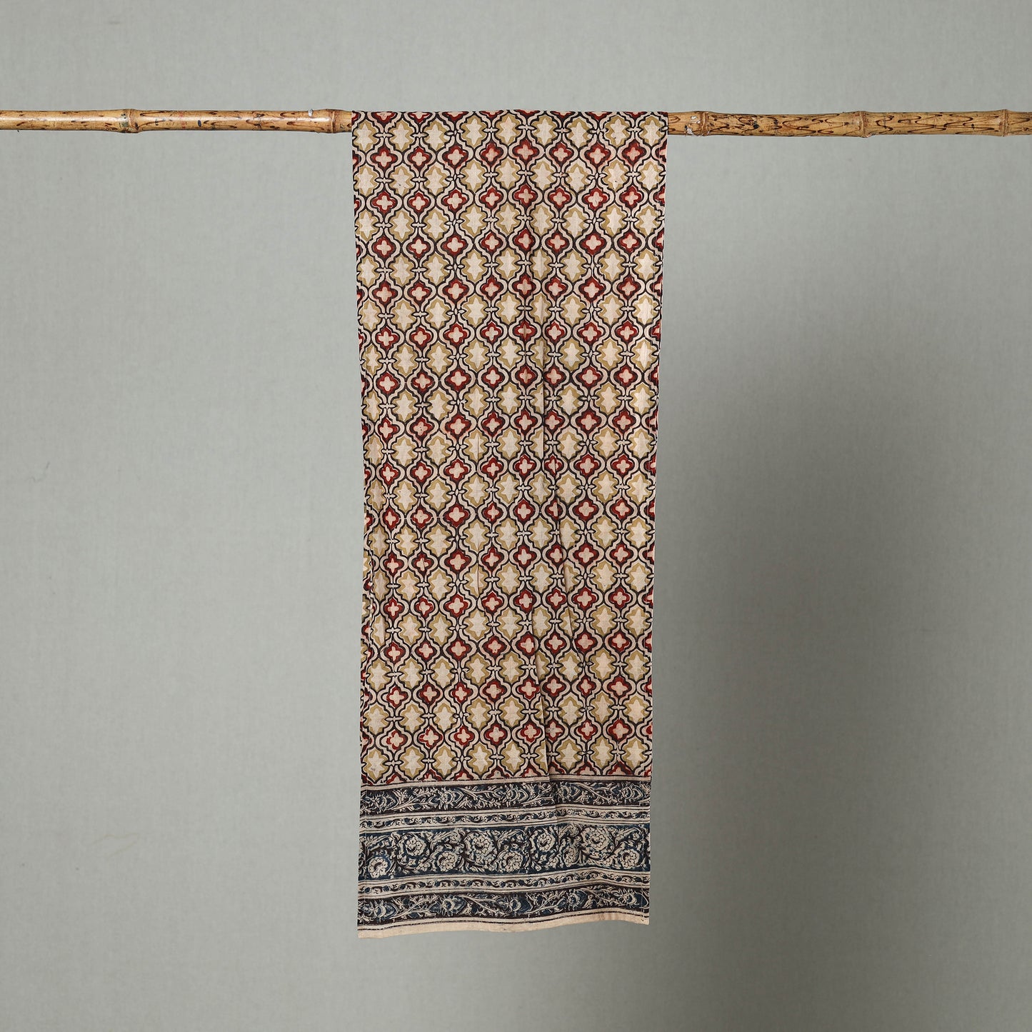 Multicolor - Pedana Block Print Natural Dyed Cotton Kalamkari Stole 37