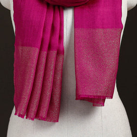 Plain Diamond Weave Fine Wool Zari Border Stole for Women 89