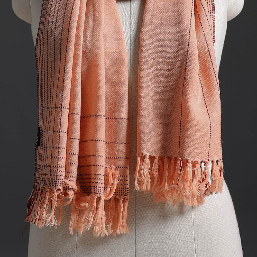 Peach - Kumaun Handwoven Pure Merino Wool Stole 164