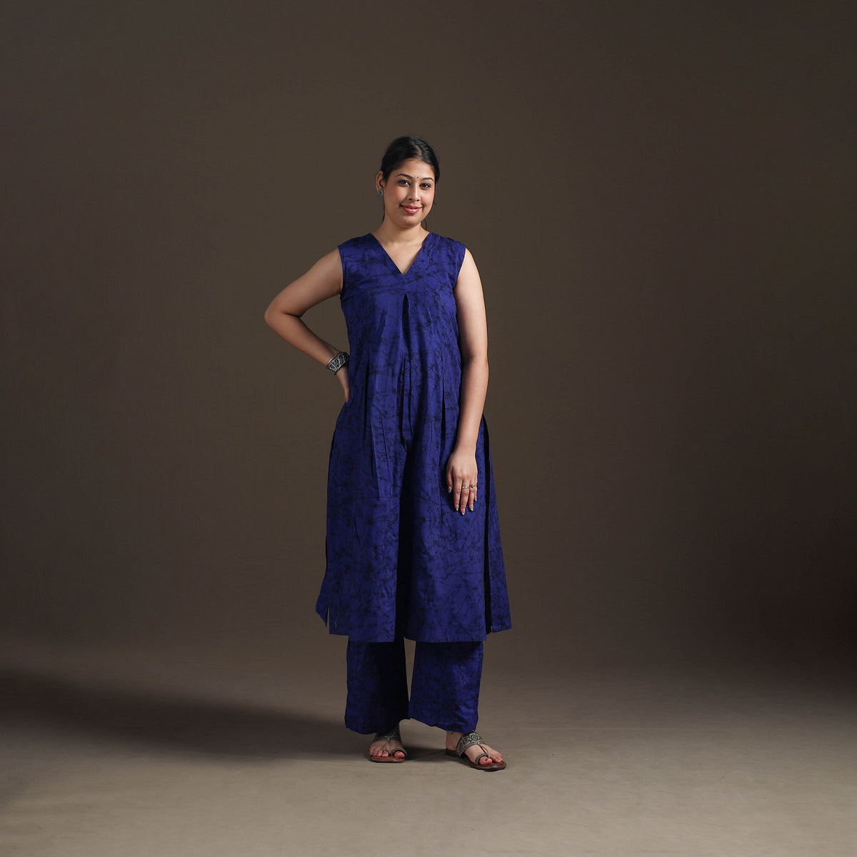 Hand Batik Print Cotton Straight Kurta with Palazzo Set for women 13