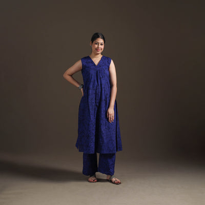 Hand Batik Print Cotton Straight Kurta with Palazzo Set for women 13