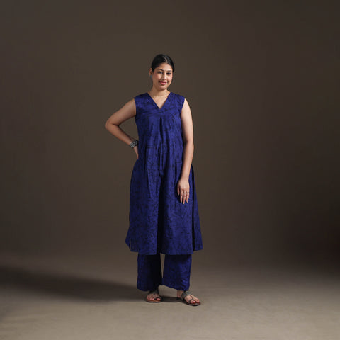 Hand Batik Print Cotton Straight Kurta with Palazzo Set for women 13