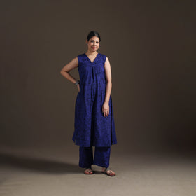 Hand Batik Print Cotton Straight Kurta with Palazzo Set for women 13