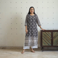 Black - Block Print Cotton Straight Bagh Kurta 05