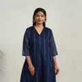 Shop Blue Mercerised Cotton A-Line Dharwad Kurta