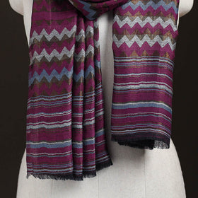 Zig Zag Zari Weave Fine Wool Stole for Women 90