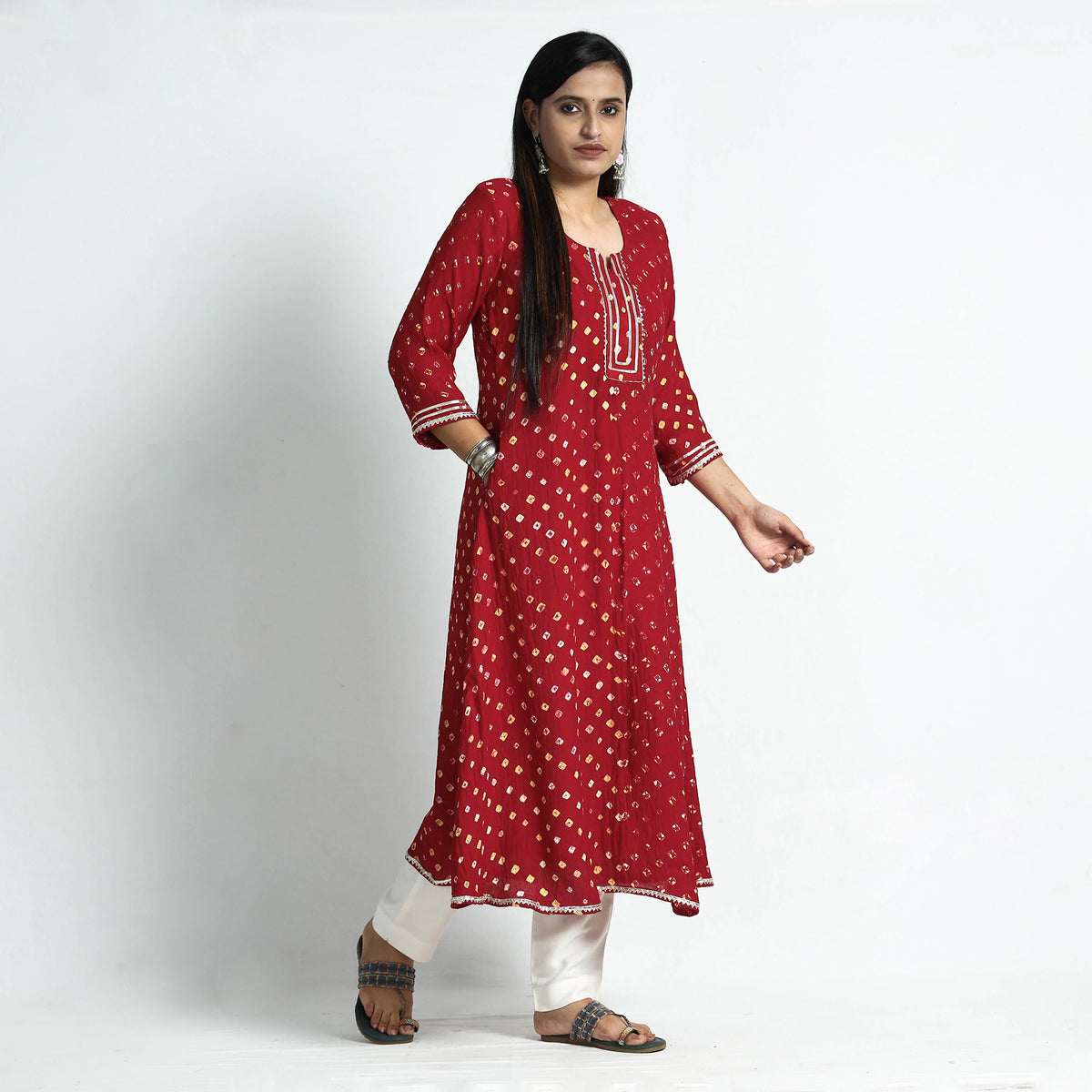 bandhani silk kurta