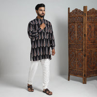 Ajrakh Block Printed Cotton Men Short Kurta 03