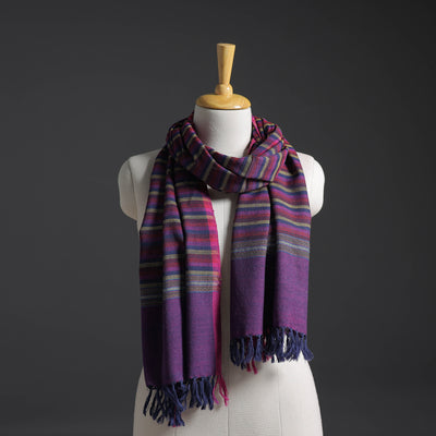 Purple - Kumaun Handwoven Pure Merino Wool Stole 165