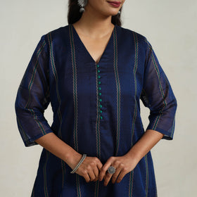 Shop Blue Mercerised Cotton A-Line Dharwad Kurta