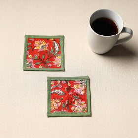 Red Handmade Cotton Coasters (Set of 2)